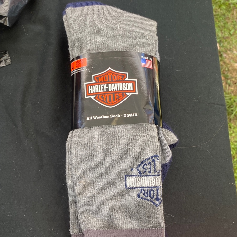 Harley-Davidson All Weather Logo Socks - Gray Navy Pair Set